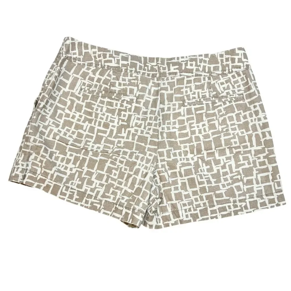 Ann Taylor LOFT Shorts Lot 3 Women 10 White Beige Geometric Linen Blend Casual